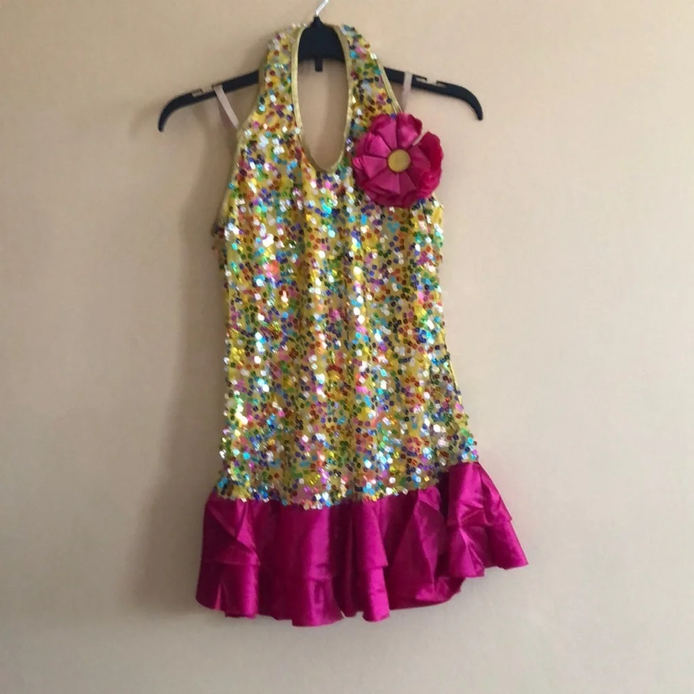 Weissman Yellow Sequin Dance Dress - XLC